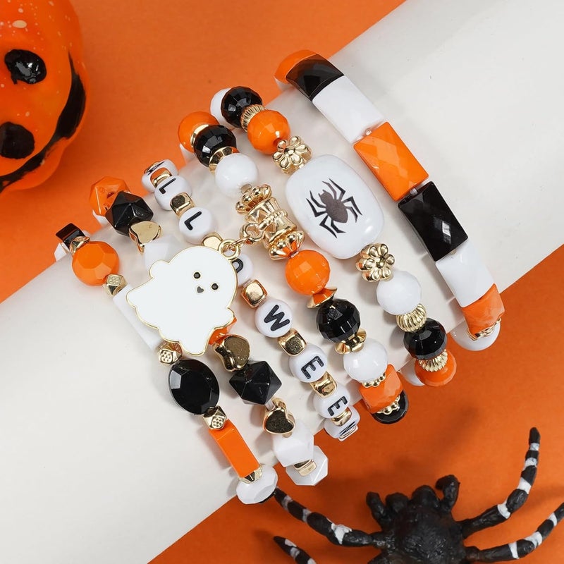 Lonext Halloween Bracelets Stackable Heishi Beaded Stretch Bracelets - Image 2